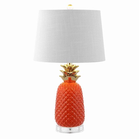 Jonathan Y Pineapple 23" Classic Vintage Ceramic LED Table Lamp, Orange/Gold JYL4019E