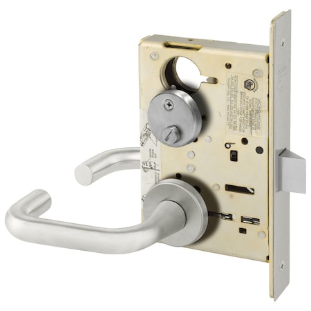 Sargent Grade 1 Privacy Bath/Bedroom Mortise Lock, J - Lever, LN - Rose, Field Reversible, ASA Strike, Sati 8265 LNJ 32D