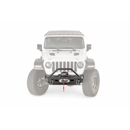 Warn Stubby One Piece Design Winch Mount Bumper with Grille Guard and Shackle Tabs 101330