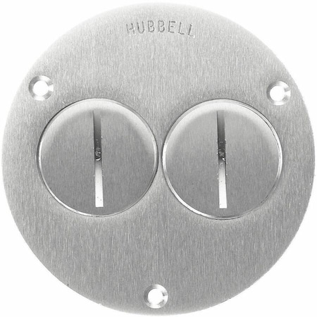 Hubbell Wiring Device-Kellems Box Cover, Floor Box Type, 2 Gang, Aluminum, Duplex Receptacle Cover Type SA3725