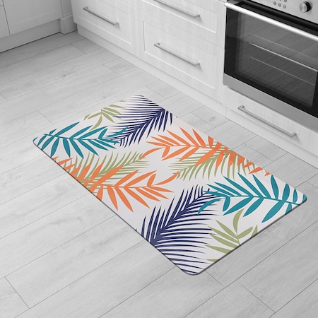 World Rug Gallery Floral Leaves Anti Fatigue Standing Kitchen Mat 18 ft x 30 ft Multi WR20MULTI18X30