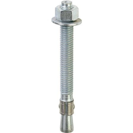Red Head Wedge Anchor, 1/2-13 Thread, 1/2 in Dia, 5-1/2 in OAL, Carbon Steel, Zinc, 10/PK, 10PK 12019