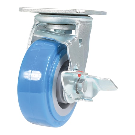 Vestil Polyurethane Swivel With Brake Caster 5 In. Diameter x 2 In. Width 771 lb Light Blue/Gray CST-KB-5X2PUP-SWB