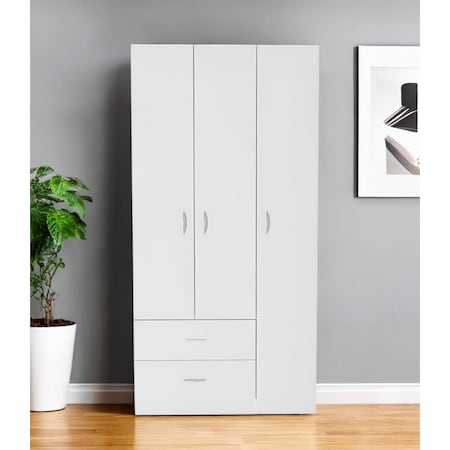 Homeroots 71" White Three Door Two Drawer Combo Dresser 534932