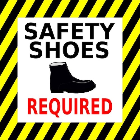 Piprd Safety Shoes Required Floor Sign, 12" STSSR12