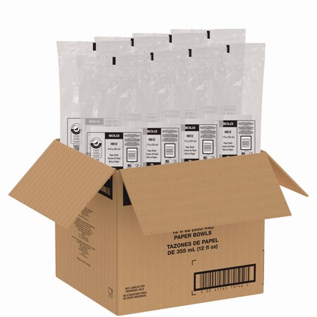 Solo Compostable Paper Dinnerware, ProPlanet Seal, Bowl, 12 oz, White, 1000PK HB12-PLANET