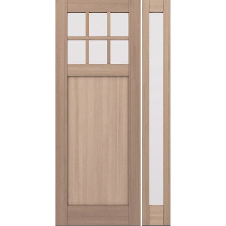 Doornmore CRF-P1G6, 51.5" x 98" ( 36" Door + 12" Side) Right Hand, Mahogany SDL 6 Lite Exterior Door CRF-P1G6-SW-3696-G101-SL_1-1_RI