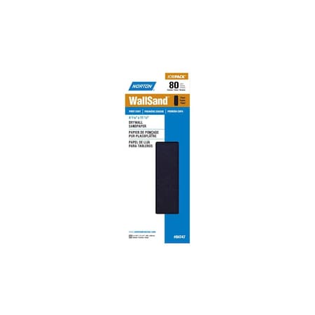 Norton Sandpaper, 11 1/4 in L, 4 3/16 in W, P80 Grit, Coarse, Silicone Carbide Abrasive Black, 25PK 07660704747