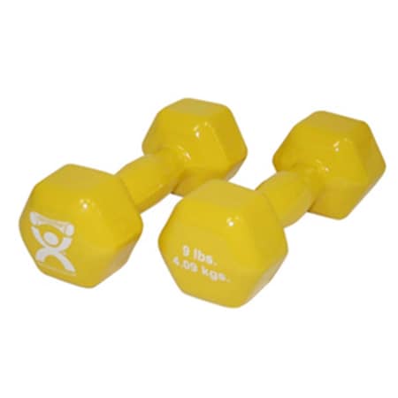 Cando International 9 lbs Vinyl Coated Dumbbell, Yellow - 1 Pair CanDo-10-0558-2