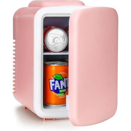 Simple Deluxe Portable Mini Fridge, 4L/6 Can Cooler and Warmer Compact Refrigerator for Skincare, Cosmetics, Beve HKFRIGMINI4PNK