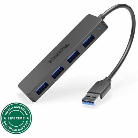 Plugable 4 Port USB Hub 3.0, USB Splitter for Laptop, Compatible with Windows, Surface Pro, PC, Chr USB3-HUB4A