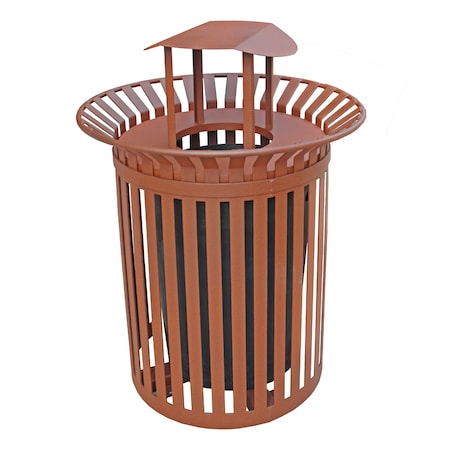 Jamestown Advanced Products Ribbon Collection 32 Gallon Trash Receptacle with Rain Bonnet ITRAS-32-N-R-PC--