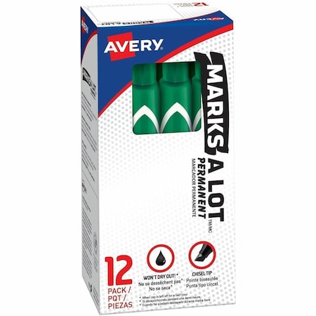 Avery Dennison Marks-A-Lot Large Chisel Tip Permanent Marker, Green Ink 8885