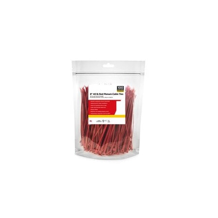 Cable Wholesale Plenum Red Air Handling Cable Ties, 40 lb, 8 inch, 100pcs/Bag 31CV-17101