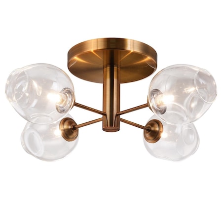 Star Brite 4 Light Halogen Semi Flush, Vintage Bronze with Clear Glass ST2217612