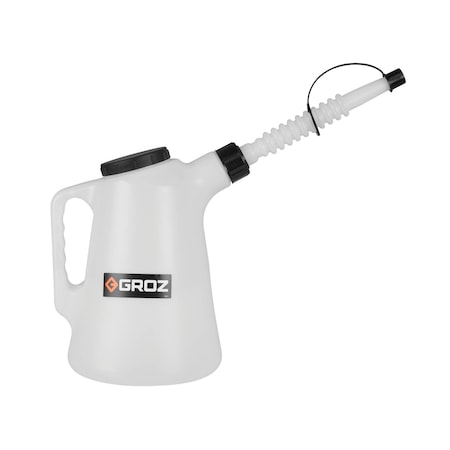 Groz Usa Professional Plastic Measures with Flexible Spout and Dust Cap, 5 Quart MSR/P/F-5/PRO