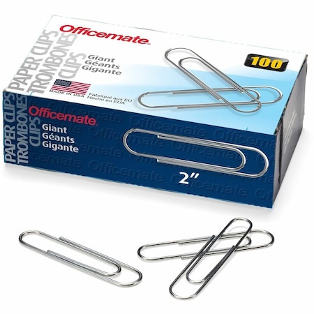 Officemate International Officemate Giant Paper Clips, Silver, 100/Box 99914