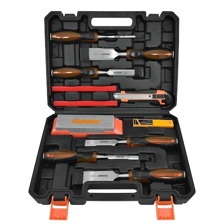 Wrightmaster 11-piece Rubber Handle Woodworking Chisel Tool Set ZR-0111