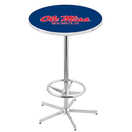 Holland Bar Stool Co 42" Chrome Ole' Miss Pub Table, 36" dia. Top L216C4236MssppU