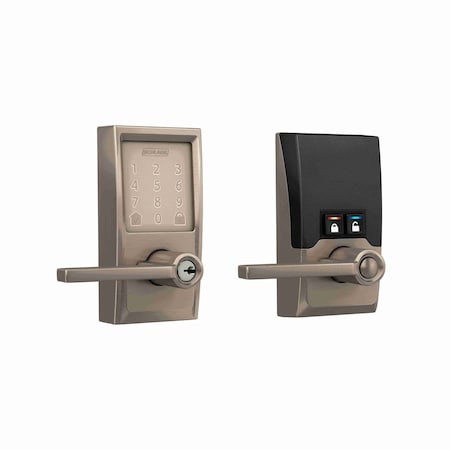 Schlage Residential Century Encode Smart Wifi Touchscreen Latitude Lever Lock with C Keyway; 16300 Latch; and 10063 FE789WBCCEN619LAT