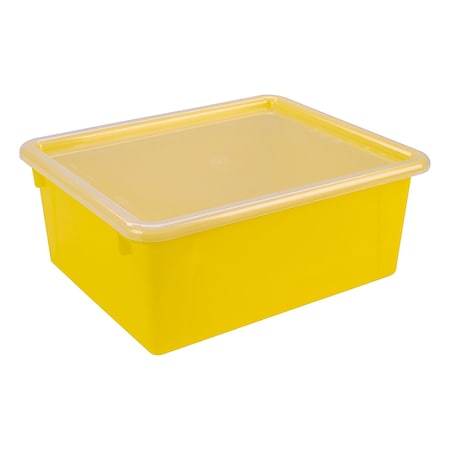 Storex Deep Storage Tray with Lid, Yellow 62546U05C