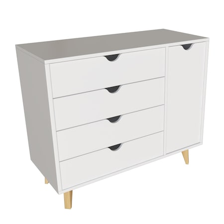 Homeroots 30" White Solid Wood Four Drawer Combo Dresser 489582