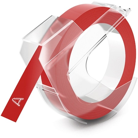 Dymo Self-Adhesive Glossy Labeling Tape for Embossers, 3/8" x 9-3/4' Roll, Red 520102