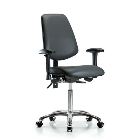 Blue Ridge Ergonomics Vinyl Chair, Vinyl, Adjustable Arms BR-VMBCH-MB-CR-T0-A1-NF-CC-8823