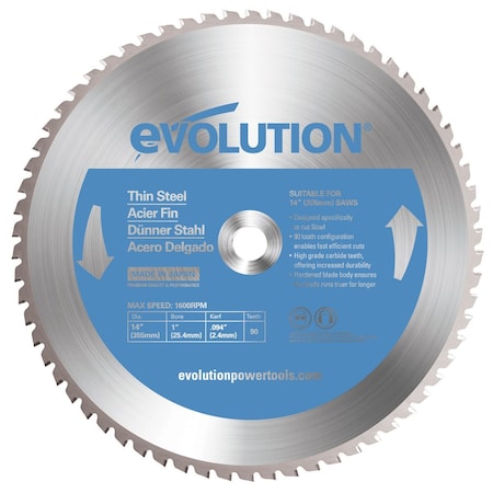 Evolution Power Tools CircularSawBlade, Carbide, Dia:14" 14BLADETS