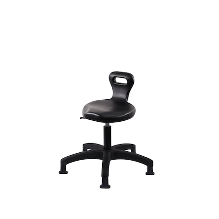 Blue Ridge Ergonomics Polyurethane Serpent Stool - Desk Height with Stationary Glides in Black Polyurethane PSPDHSL-RG-RG-BLK