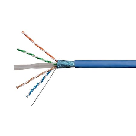 Monoprice Cat6A 500ft Blue CMR UL Bulk Cable TAA Shielded F/UTP Solid 23AWG 550MHz 10G 41485