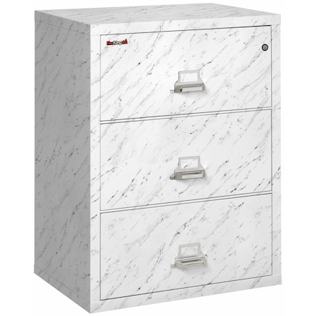 Fireking 3 Drawer, 1 Hr Fire & impact rated, 31" wide lateral Calcutta Marble 3-3122-CMA