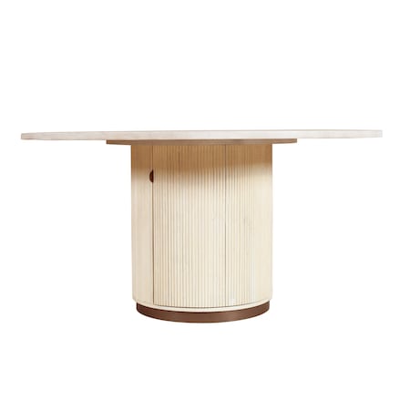 Homeroots 60" White Solid Wood Pedestal Base Round Top Dining Table 606260