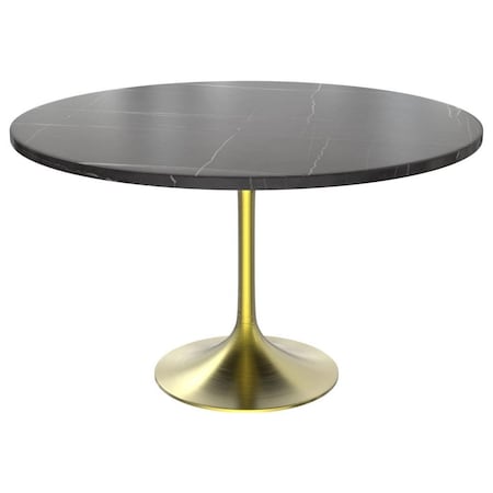 Leisuremod Round 47.24 in W, 29.34 in L, Sintered Stone/Stainless Steel, Black VT23BG-48BLS