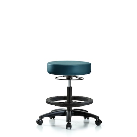 Blue Ridge Ergonomics Vinyl Stool, Med Bench, Foot Ring, Casters, Royal BR-VMBSO-RG-BF-RC-8801