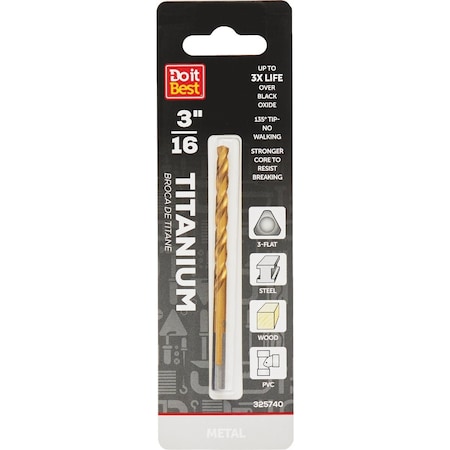 Do It Best 3/16'' Titanium Drill Bit QJDIB-DB-009