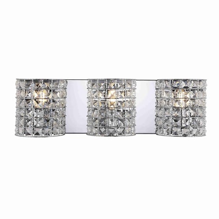 Jonathan Y Clara Deco 24" 3-Light Metal/Crystal Classic Glam LED Vanity Light, Chrome JYL7544A