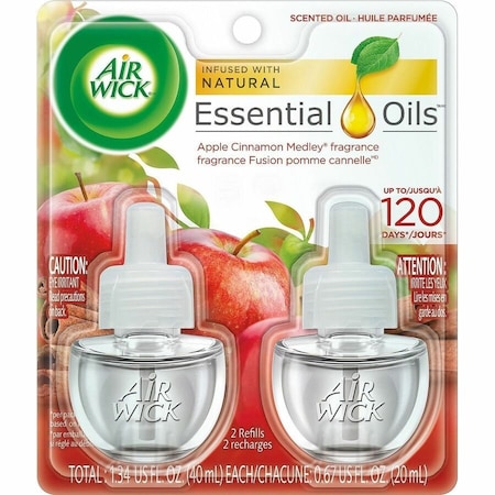 Air Wick 0.67 oz Scented Oil Refill, Warming - Apple Cinnamon Medley, Orange, 2PK 80420CT