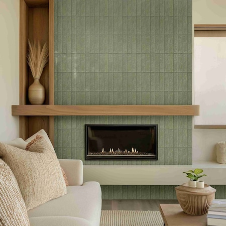 Ackland Alveo Olive 2.5 in. x 10 in. Satin Textured Porcelain Subway Wall Tile, 4200PK AKNPTALVOLIV2.5X10S-PL