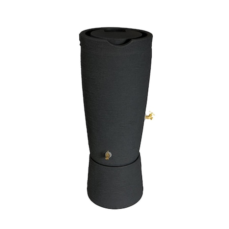Good Ideas Impressions Stone 50 Gallon Rain Saver - 2 Pc With Stand - Black IM-STO50-2P-BLK