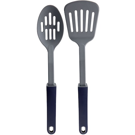 Oster Bluemarine 2 Piece Slotted Turner and Spoon Utensil Set in Navy Blue 137546.02