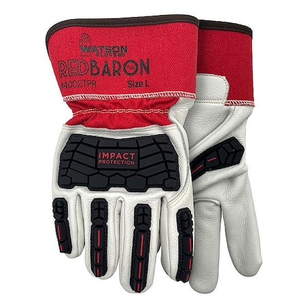 Watson Gloves Leather Gloves, Slip-On Cuff, Wing Thumb, Full Finger, 1 PR 4002TPR-L