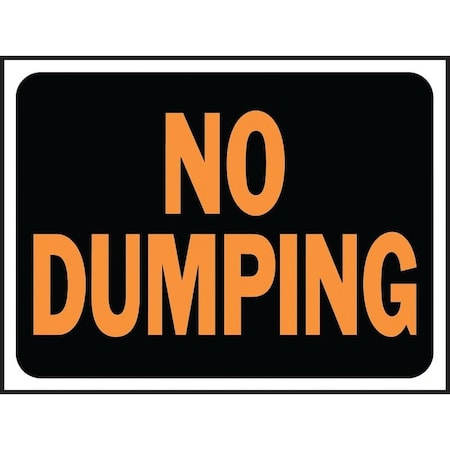 Hy-Ko Hy-Glo Series Identification Sign, Rectangular, NO DUMPING, Fluorescent Orange Legend, Black Background 3027