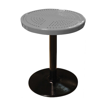 Leisure Craft 24" Round Perforated Pedestal Table, Portable, 30"H, Gray 24TAB30-GRAY