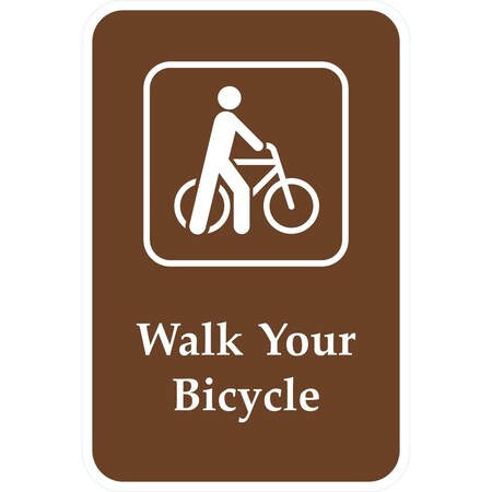 Lyle Walk Your Bicycle (with Graphic), 12x18, High Intensity Prismatic, White G-4322-HI_12x18