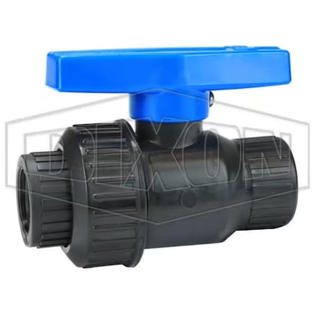 Dixon Direct Acting Single Union Ball Valve, 1/2 in Nominal, FNPT End Style, Polypropylene Body, Full Port SUBV50