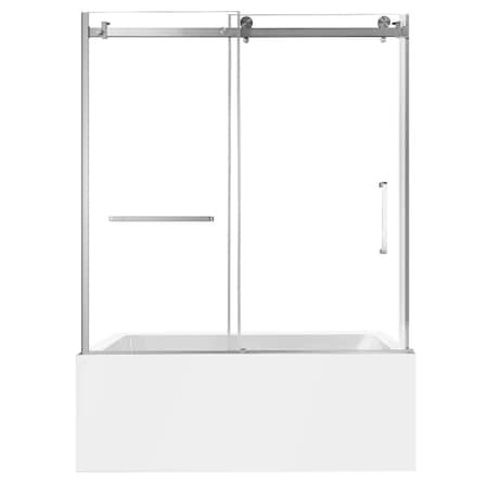 Kingston Brass 60" Acrylic Alcove Left-Hand Drain Tub with Right Sliding Tub Door, White/Brushed Nickel KVTAP603622L8