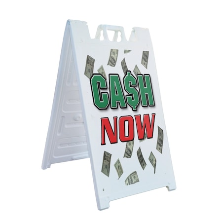 Signmission Cash Now, A-Frame & 2 Sign Inserts, Heavy-Duty Plastic Frame SBHD-C-2436-Cash Now