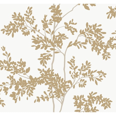 York Wallcoverings Lunaria Silhouette White and Gold Wallpaper BL1806