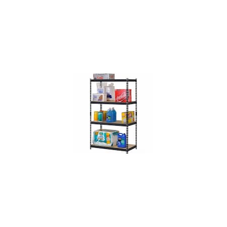 Muscle Rack 4-Shelf Industrial Shelving Unit, Black Steel, 36 x 18 x 60-In. UR-364BLK
